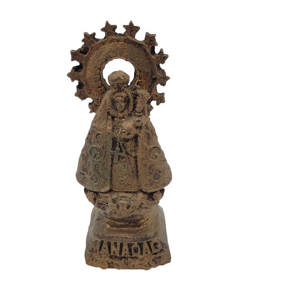 Vintage Our Lady of Manaoag gold resin Spritual statue